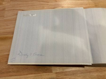 Dorothy's signature in the front of the book, dated 1976