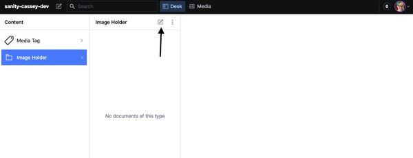 blank Sanity Studio UI